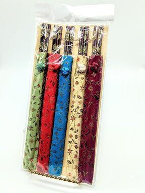 Set of 5 Japanese Laquered Wood Chopsticks NIB
